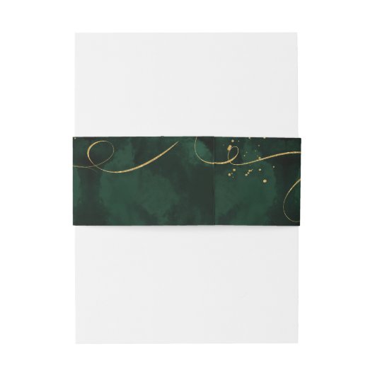 Bandeau De Faire-part Fine Lines Gold Abstrait Mariage V1 Emerald ID867 (Dos Example)