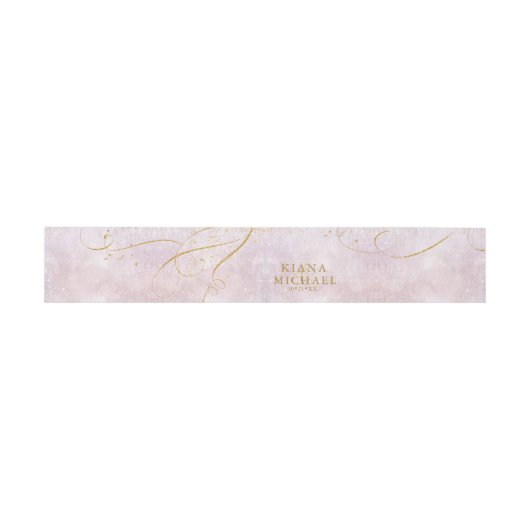 Bandeau De Faire-part Fine Lines Gold Abstrait Mariage V1 Mauve ID867 (Plat)