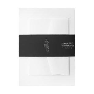 Bandeau De Faire-part Fleur d'art en ligne noire élégante simple