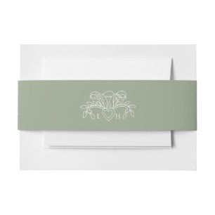 Bandeau De Faire-part Fleur de lis clair sauge vert blanc mariage