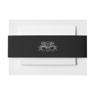 Bandeau De Faire-part Fleur de lis de printemps blanc sur mariage noir