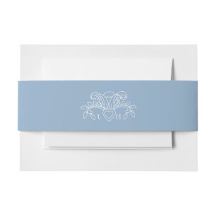 Bandeau De Faire-part Fleur de lis de printemps bleu poussiéreux mariage