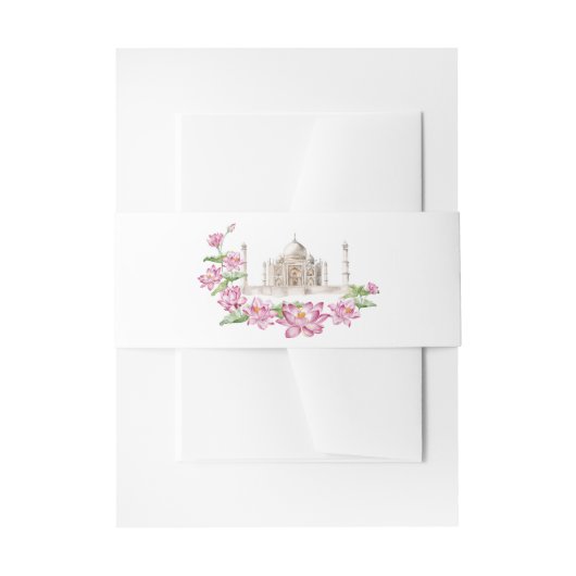 Bandeau De Faire-part Fleur de lotus indienne aquarelle Taj Mahal (Devant example)