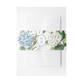 Bandeau De Faire-part Fleur de mariage Hydrangea Bleu Ruban de ventre de
