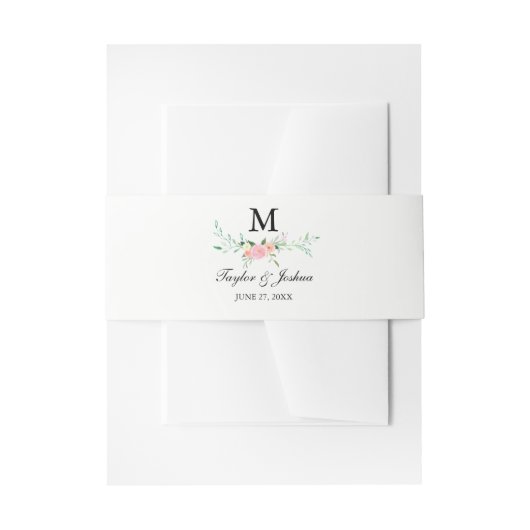 Bandeau De Faire-part Fleur sauvage Aquarelle Monogramme Mariage Bande d (Devant example)