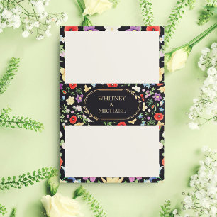 Bandeau De Faire-part Fleur sauvage coloré Meadow Black Floral Mariage
