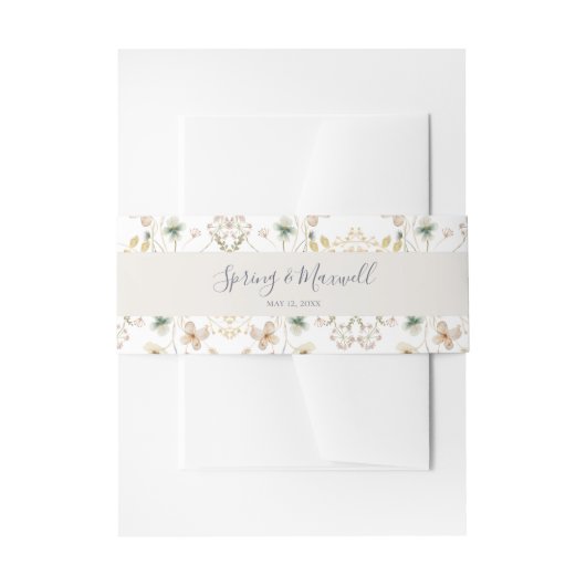 Bandeau De Faire-part Fleur sauvage de printemps | Mariage blanc (Devant example)
