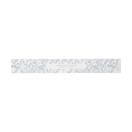 Bandeau De Faire-part Fleur sauvage Floral Dusty Blue Mariage (Plat)