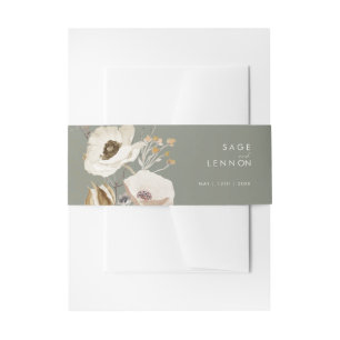 Bandeau De Faire-part Fleur sauvage lunatique   Sage Green