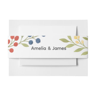 Bandeau De Faire-part Fleur sauvage rustique Berry Faire-part de mariage