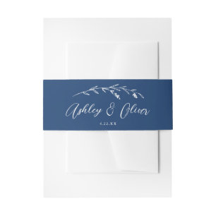 Bandeau De Faire-part Fleur sauvage rustique Script bleu marine Mariag