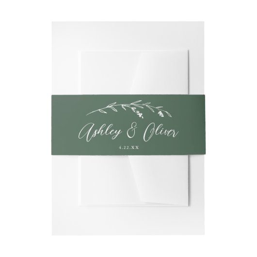 Bandeau De Faire-part Fleur sauvage rustique  Script Sage Mariage vert (Devant example)