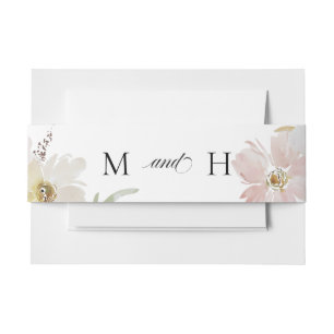 Bandeau De Faire-part Fleurs aquarelles crème et blush 