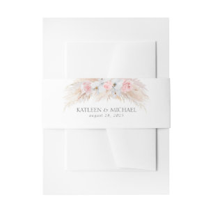 Bandeau De Faire-part Fleurs blanches et bleues et Mariage en laiton Pam