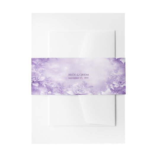 Bandeau De Faire-part Fleurs blanches violettes Invitation Bande de vent (Devant example)