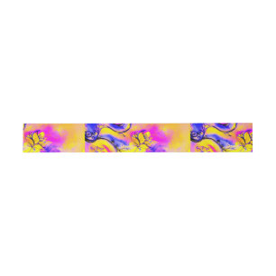 BANDEAU DE FAIRE-PART FLEURS BLEU BLEU ROSE JAUNE