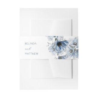 Bandeau De Faire-part Fleurs bleues artistiques | Mariage