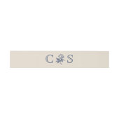 Bandeau De Faire-part Fleurs bleues beiges monogrammes mariages (Plat)
