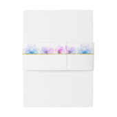 Bandeau De Faire-part Fleurs d'aquarelle bleu violet Mariage de ligne or (Dos Example)