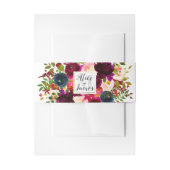 Bandeau De Faire-part Fleurs d'aquarelle monogrammes, Ombre rouge (Devant example)