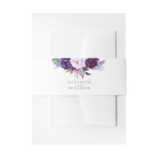 Bandeau De Faire-part Fleurs d'aquarelle pourpre et prune (Devant example)