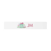 Bandeau De Faire-part Fleurs de cactus roses Succulents Monogramme Maria (Plat)