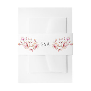 Bandeau De Faire-part Fleurs de Magnolia rose Aquarelle