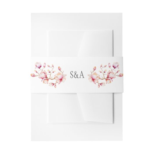 Bandeau De Faire-part Fleurs de Magnolia rose Aquarelle (Devant example)