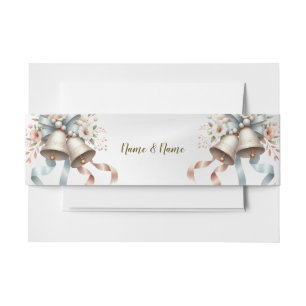 Bandeau De Faire-part Fleurs de mariage cloches Rubans bleu rose Beau