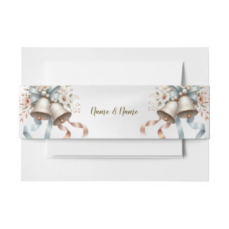 Bandeau De Faire-part Fleurs de mariage cloches Rubans bleu rose Beau