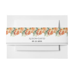 Bandeau De Faire-part Fleurs de pivoine de Pêche et mariage à fleurs feu