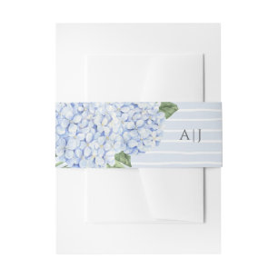Bandeau De Faire-part Fleurs d'Hydrangée Bleue avec bandes Personnalisée