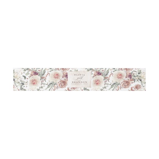 Bandeau De Faire-part Fleurs d'ombre Terre Motif Mariage élégant (Plat)
