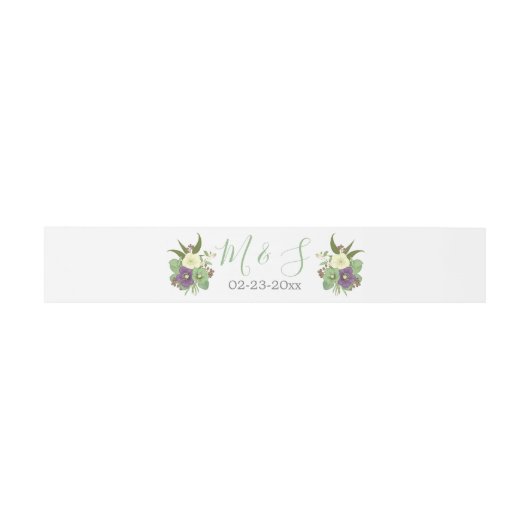 Bandeau De Faire-part Fleurs florales violettes roses Faire-part de mari (Plat)