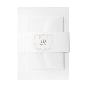 Bandeau De Faire-part Fleurs françaises vintage rayures beige mariage