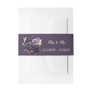 Bandeau De Faire-part Fleurs noires élégantes 