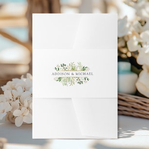 Bandeau De Faire-part Fleurs Or Vert