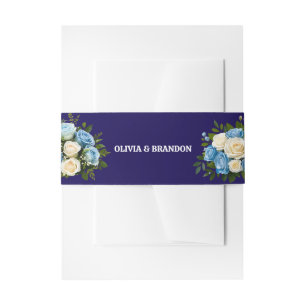 Bandeau De Faire-part Fleurs personnalisées bleues et blanches
