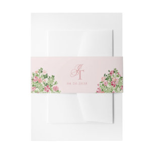 Bandeau De Faire-part Fleurs printanières Initiales élégantes Rose