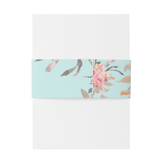 Bandeau De Faire-part Fleurs rose pâle sur bleu clair (Dos Example)