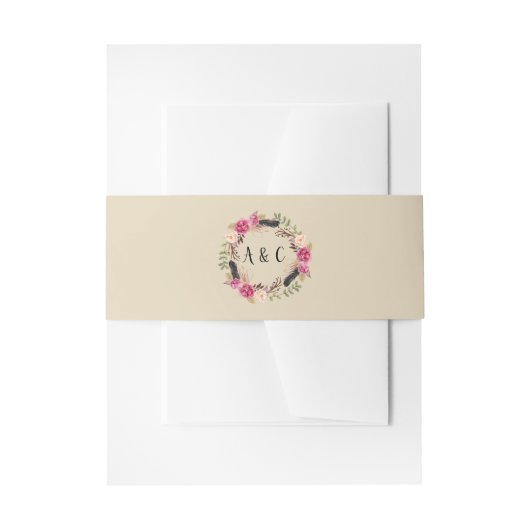 Bandeau De Faire-part Fleurs rustiques Bande de ventre Boho Floral Bande (Devant example)
