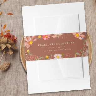 Bandeau De Faire-part Fleurs sauvages Bohème Automne Floral Terre cuite