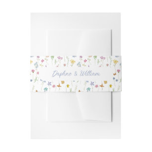 Bandeau De Faire-part Fleurs Sauvages Dessinées à la Main avec Fantaisie
