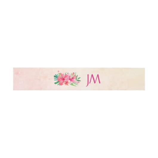 Bandeau De Faire-part Fleurs tropicales Hibiscus Monogram Mariage (Plat)