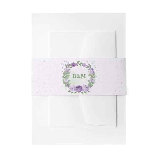 Bandeau De Faire-part fleurs violettes romantique mariage (Devant example)