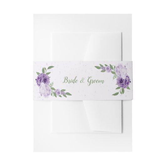 Bandeau De Faire-part fleurs violettes romantique mariage (Devant example)