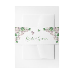 Bandeau De Faire-part fleurs violettes vert feuille mariage