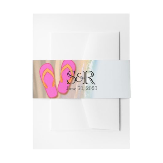Bandeau De Faire-part Flip Flops sur le Beach Wedding Belly Band (Devant example)