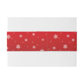 Bandeau De Faire-part Flocons de neige blancs sur la bande rouge de (Dos exemple)
