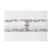 Bandeau De Faire-part Floral blanc argenté rose (Dos exemple)